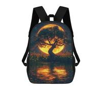sinyumoney Kids 17inch School Bag Moonlit Serenity Scene Children's School Backpack School Bookbag Fashion Casual Travel Rucksacks 3D Printed Funny Cool Book Bags