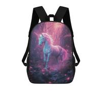 sinyumoney Kids 17inch School Bag Mystical Unicorn In Forest Children's School Backpack School Bookbag Fashion Casual Travel Rucksacks 3D Printed Funny Cool Book Bags