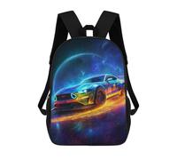 sinyumoney Kids 17inch School Bag Neon Racing Mustang Cosmic Speed Children's School Backpack School Bookbag Fashion Casual Travel Rucksacks 3D Printed Funny Cool Book Bags