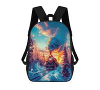 sinyumoney Kids 17inch School Bag Old Train on The Tracks Children's School Backpack School Bookbag Fashion Casual Travel Rucksacks 3D Printed Funny Cool Book Bags