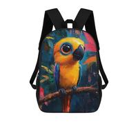 sinyumoney Kids 17inch School Bag Parrot in Jungle Children's School Backpack School Bookbag Fashion Casual Travel Rucksacks 3D Printed Funny Cool Book Bags