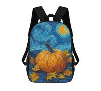 sinyumoney Kids 17inch School Bag Pumpkin with Autumn Leaves-1 Children's School Backpack School Bookbag Fashion Casual Travel Rucksacks 3D Printed Funny Cool Book Bags