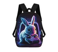 sinyumoney Kids 17inch School Bag Rabbit Neon Game Children's School Backpack School Bookbag Fashion Casual Travel Rucksacks 3D Printed Funny Cool Book Bags