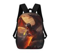 sinyumoney Kids 17inch School Bag Red Fire Elder Dragon Children's School Backpack School Bookbag Fashion Casual Travel Rucksacks 3D Printed Funny Cool Book Bags