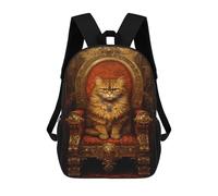 sinyumoney Kids 17inch School Bag Royal Persian Cat Throne-3 Children's School Backpack School Bookbag Fashion Casual Travel Rucksacks 3D Printed Funny Cool Book Bags