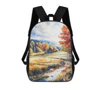 sinyumoney Kids 17inch School Bag Rustic Autumn Cabin Children's School Backpack School Bookbag Fashion Casual Travel Rucksacks 3D Printed Funny Cool Book Bags