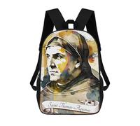 sinyumoney Kids 17inch School Bag Saint Thomas Aquinas OP Children's School Backpack School Bookbag Fashion Casual Travel Rucksacks 3D Printed Funny Cool Book Bags