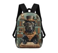 sinyumoney Kids 17inch School Bag Smart Black Lab Retriever Children's School Backpack School Bookbag Fashion Casual Travel Rucksacks 3D Printed Funny Cool Book Bags