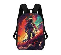 sinyumoney Kids 17inch School Bag Space Astronaut Adventure -1 Children's School Backpack School Bookbag Fashion Casual Travel Rucksacks 3D Printed Funny Cool Book Bags