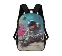 sinyumoney Kids 17inch School Bag Space Astronaut on Mars -1 Children's School Backpack School Bookbag Fashion Casual Travel Rucksacks 3D Printed Funny Cool Book Bags
