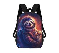sinyumoney Kids 17inch School Bag Space Explorer Sloth Children's School Backpack School Bookbag Fashion Casual Travel Rucksacks 3D Printed Funny Cool Book Bags