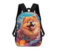 sinyumoney Kids 17inch School Bag Space Pomeranian Adventure -6 Children's School Backpack School Bookbag Fashion Casual Travel Rucksacks 3D Printed Funny Cool Book Bags