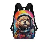 sinyumoney Kids 17inch School Bag Space Pooch Adventure -15 Children's School Backpack School Bookbag Fashion Casual Travel Rucksacks 3D Printed Funny Cool Book Bags