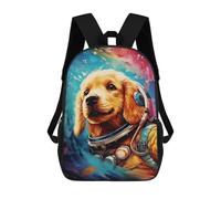 sinyumoney Kids 17inch School Bag Space Pup Adventure Children's School Backpack School Bookbag Fashion Casual Travel Rucksacks 3D Printed Funny Cool Book Bags