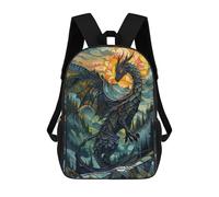 sinyumoney Kids 17inch School Bag Stained Glass Dragon Tail Children's School Backpack School Bookbag Fashion Casual Travel Rucksacks 3D Printed Funny Cool Book Bags
