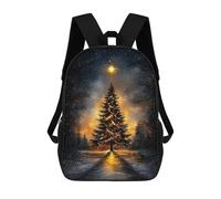 sinyumoney Kids 17inch School Bag Starry Night Serenity Illuminated Christmas Tree Children's School Backpack School Bookbag Fashion Casual Travel Rucksacks 3D Printed Funny Cool Book Bags