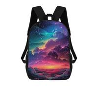 sinyumoney Kids 17inch School Bag Starry Night Sky with Moon Children's School Backpack School Bookbag Fashion Casual Travel Rucksacks 3D Printed Funny Cool Book Bags