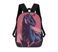 sinyumoney Kids 17inch School Bag Stylized Goat Portrait with Pink Background Children's School Backpack School Bookbag Fashion Casual Travel Rucksacks 3D Printed Funny Cool Book Bags
