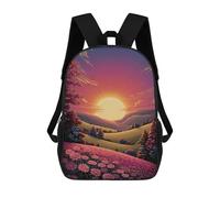 sinyumoney Kids 17inch School Bag Sunset Serenity Landscape Children's School Backpack School Bookbag Fashion Casual Travel Rucksacks 3D Printed Funny Cool Book Bags