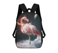 sinyumoney Kids 17inch School Bag Surreal Space Flamingo Children's School Backpack School Bookbag Fashion Casual Travel Rucksacks 3D Printed Funny Cool Book Bags