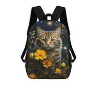 sinyumoney Kids 17inch School Bag The Cat And The Dandelions Children's School Backpack School Bookbag Fashion Casual Travel Rucksacks 3D Printed Funny Cool Book Bags