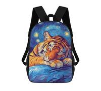 sinyumoney Kids 17inch School Bag Tiger Sleeping Under Starry Night Children's School Backpack School Bookbag Fashion Casual Travel Rucksacks 3D Printed Funny Cool Book Bags