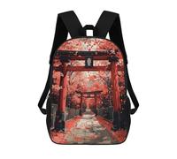 sinyumoney Kids 17inch School Bag Torii Under Cherry Blossom Children's School Backpack School Bookbag Fashion Casual Travel Rucksacks 3D Printed Funny Cool Book Bags