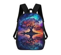 sinyumoney Kids 17inch School Bag Vibrant Tree of Life Art Children's School Backpack School Bookbag Fashion Casual Travel Rucksacks 3D Printed Funny Cool Book Bags