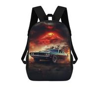 sinyumoney Kids 17inch School Bag Volcano Speed Muscle Car Adventure Children's School Backpack School Bookbag Fashion Casual Travel Rucksacks 3D Printed Funny Cool Book Bags