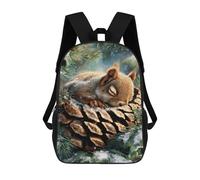 sinyumoney Kids 17inch School Bag Winter Squirrel Pinecone Children's School Backpack School Bookbag Fashion Casual Travel Rucksacks 3D Printed Funny Cool Book Bags
