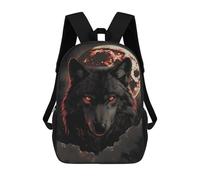 sinyumoney Kids 17inch School Bag Wolf Dark Moon Red Clouds Children's School Backpack School Bookbag Fashion Casual Travel Rucksacks 3D Printed Funny Cool Book Bags