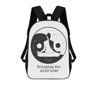 sinyumoney Kids 17inch School Bag Woman Meditating Yin Yang Children's School Backpack School Bookbag Fashion Casual Travel Rucksacks 3D Printed Funny Cool Book Bags