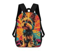 sinyumoney Kids 17inch School Bag Yorkshire Terrier Pop Art Yorkshire Terrier Funky Pop Art Children's School Backpack School Bookbag Fashion Casual Travel Rucksacks 3D Printed Funny Cool Book Bags
