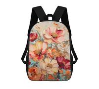 sinyumoney Kids Abstract Floral Canvas Art Backpack for Boys And Girls, Kid Backpack Travel Bagpack School Bag for Teenagers 17inch