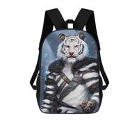 sinyumoney Kids Armored White Tiger Guardian Backpack for Boys And Girls, Kid Backpack Travel Bagpack School Bag for Teenagers 17inch