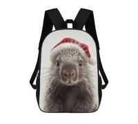 sinyumoney Kids Backpacks 3D Printed Christmas Porcupine Wearing Santa Hat School Bags Kids Boys Girls Travel Backpacks Book Bags for in School Or Travel 17inch