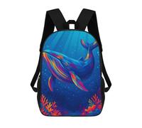 sinyumoney Kids Backpacks 3D Printed Colorful Whale in Deep Blue Sea Pop Art School Bags Kids Boys Girls Travel Backpacks Book Bags for in School Or Travel 17inch