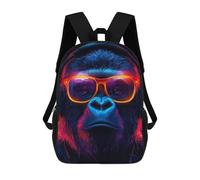 sinyumoney Kids Backpacks 3D Printed Cool Gorilla with Headphones And Glasses School Bags Kids Boys Girls Travel Backpacks Book Bags for in School Or Travel 17inch
