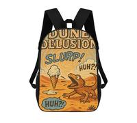 sinyumoney Kids Backpacks 3D Printed Dune Delusion Lizard And Ice Cream School Bags Kids Boys Girls Travel Backpacks Book Bags for in School Or Travel 17inch