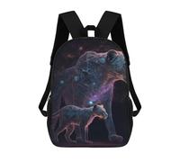 sinyumoney Kids Backpacks 3D Printed Galactic Lionesses Cosmic Connection School Bags Kids Boys Girls Travel Backpacks Book Bags for in School Or Travel 17inch
