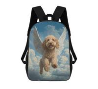 sinyumoney Kids Backpacks 3D Printed Goldendoodle Dog Flying in The Sky Goldendoodle Remembrance Wall Art School Bags Kids Boys Girls Travel Backpacks Book Bags for in School Or Travel 17inch