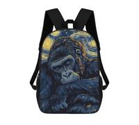 sinyumoney Kids Backpacks 3D Printed Gorilla Starry Night School Bags Kids Boys Girls Travel Backpacks Book Bags for in School Or Travel 17inch