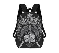 sinyumoney Kids Backpacks 3D Printed Medieval Raven Skull Crest - Gothic Raven School Bags Kids Boys Girls Travel Backpacks Book Bags for in School Or Travel 17inch