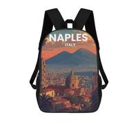 sinyumoney Kids Backpacks 3D Printed Naples, Italy Cityscape with Mount Vesuvius School Bags Kids Boys Girls Travel Backpacks Book Bags for in School Or Travel 17inch