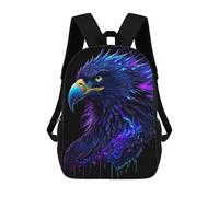 sinyumoney Kids Backpacks 3D Printed Neon Eagle Portrait School Bags Kids Boys Girls Travel Backpacks Book Bags for in School Or Travel 17inch