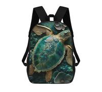 sinyumoney Kids Backpacks 3D Printed Oceanic Serenity Artistic Turtle Sculpture School Bags Kids Boys Girls Travel Backpacks Book Bags for in School Or Travel 17inch