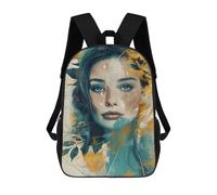 sinyumoney Kids Backpacks Abstract Woman Portrait Art Print Backpack School Backpack Children School Bag Travel Rucksacks Book Bags 3D Printed Backpack for Kids Boys And Girls 17inch