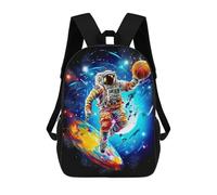 sinyumoney Kids Backpacks Astronaut in Space with Basketball Backpack School Backpack Children School Bag Travel Rucksacks Book Bags 3D Printed Backpack for Kids Boys And Girls 17inch