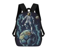 sinyumoney Kids Backpacks Astronaut Kicking Soccer Ball in Space Backpack School Backpack Children School Bag Travel Rucksacks Book Bags 3D Printed Backpack for Kids Boys And Girls 17inch