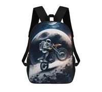 sinyumoney Kids Backpacks Astronaut Motorcycle Moon -2 Backpack School Backpack Children School Bag Travel Rucksacks Book Bags 3D Printed Backpack for Kids Boys And Girls 17inch